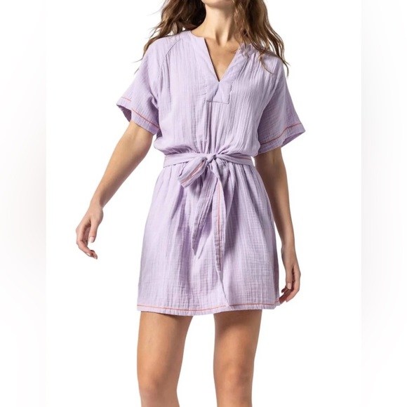 Lilla P Dresses & Skirts - NWOT Lilla P Belted Split Neck Dress Lilac size M
